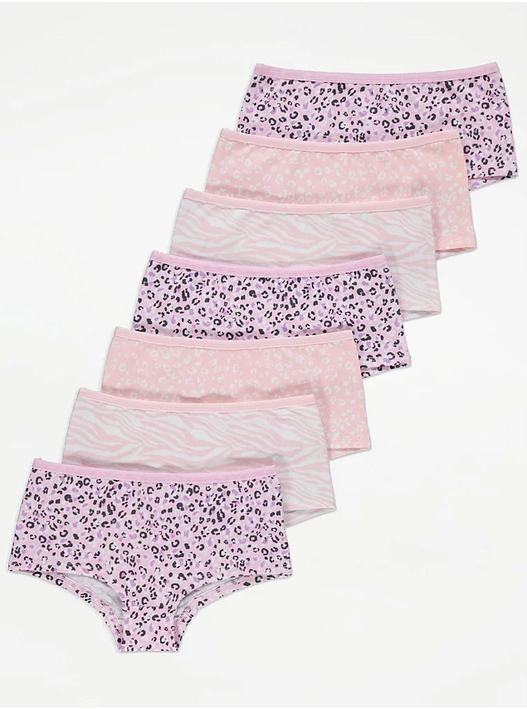 George Pink Animal Print Short Briefs 7 Pack