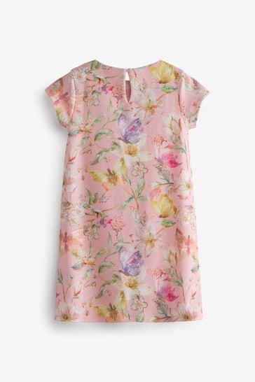 NEXT Pink Floral & butterfly Occasion Dress