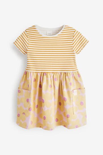 NEXT Lilac Purple/Yellow Floral Stripe Dress